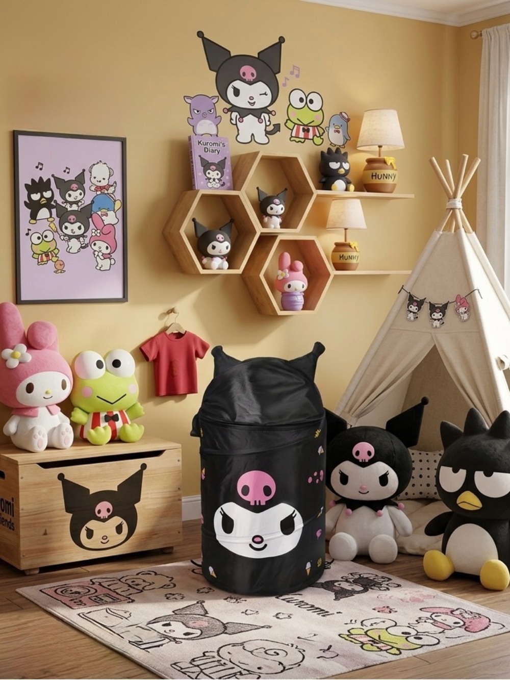 Sanrio Kuromi Pop-Up Laundry Hamper with Zippered Lid